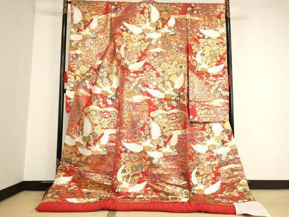 平和屋本店●色打掛　和装　婚礼　結婚式　花嫁　神社挙式　唐織　飛鶴花文　金糸　逸品　AAAS8389ja