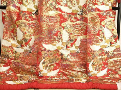 平和屋本店●色打掛　和装　婚礼　結婚式　花嫁　神社挙式　唐織　飛鶴花文　金糸　逸品　AAAS8389ja