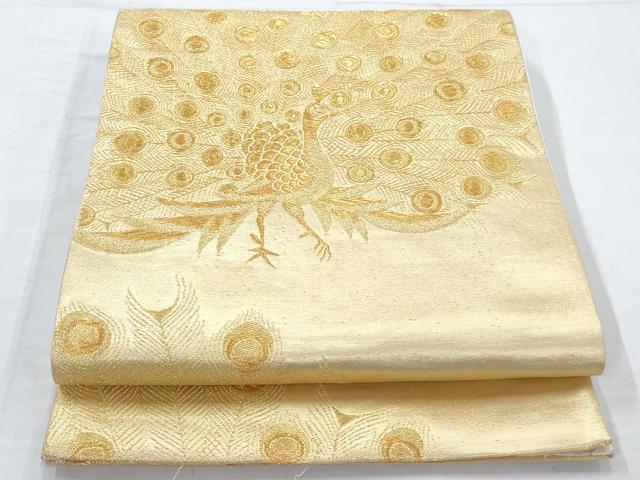 平和屋着物◎六通柄袋帯 孔雀文 金糸 正絹 逸品 AAAS8551cx