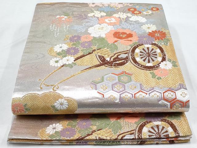 平和屋着物◎六通柄袋帯 唐織 花車文 金銀糸 正絹 逸品 AAAS8569cx