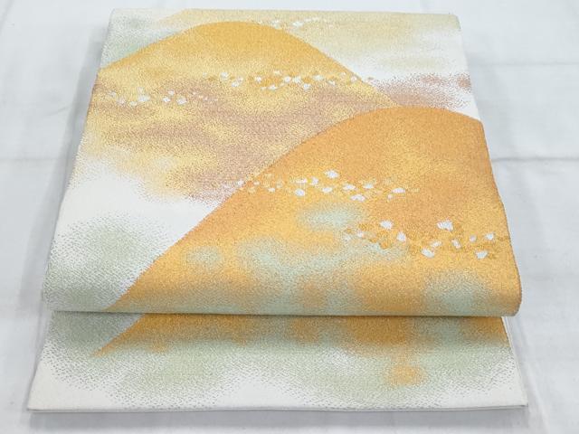 平和屋着物◎太鼓柄袋帯 遠山風景文 金銀糸 正絹 逸品 AAAS8612cx