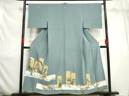 平和屋着物■豪華色留袖　色紙重ね花鳥文　金彩　正絹　逸品　BAAS6312ma