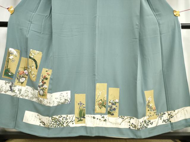 平和屋着物■豪華色留袖　色紙重ね花鳥文　金彩　正絹　逸品　BAAS6312ma