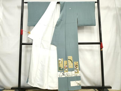 平和屋着物■豪華色留袖　色紙重ね花鳥文　金彩　正絹　逸品　BAAS6312ma