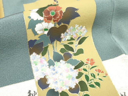 平和屋着物■豪華色留袖　色紙重ね花鳥文　金彩　正絹　逸品　BAAS6312ma