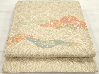 平和屋着物◎六通柄袋帯 道長花文 金銀糸 正絹 逸品 AAAS8841sg