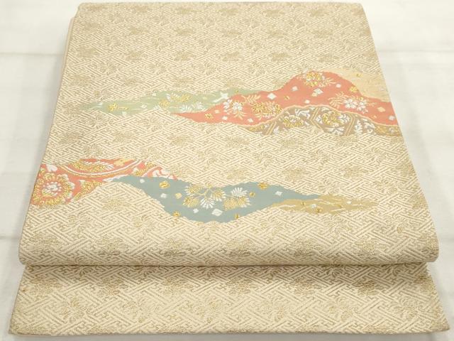 平和屋着物◎六通柄袋帯 道長花文 金銀糸 正絹 逸品 AAAS8841sg