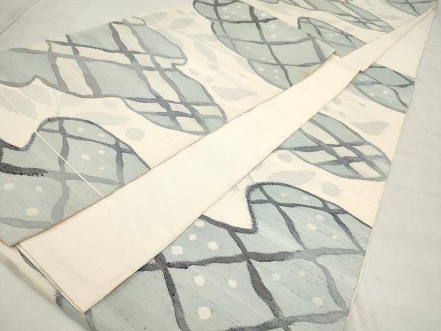 平和屋着物◎六通柄袋帯 紬地 枝葉文 正絹 逸品 AAAS8847sg