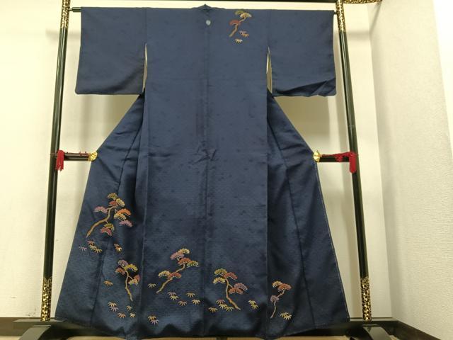 正絹　上質な訪問着　松花笹　流水に家　袷 平和屋着物□訪問着 刺繍 松笹 正絹 逸品 AAAS9996ph