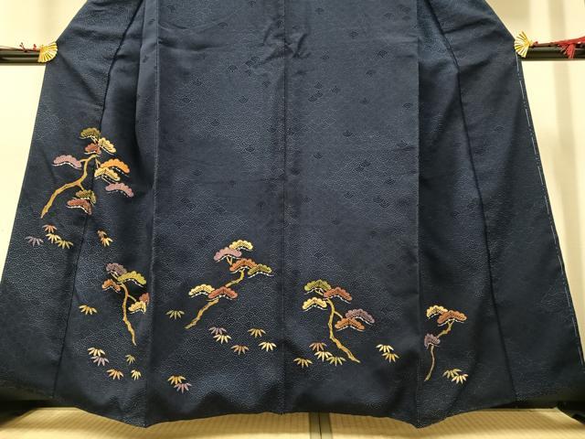 正絹　上質な訪問着　松花笹　流水に家　袷 正絹 訪問着 花に笹柄に金駒 袷