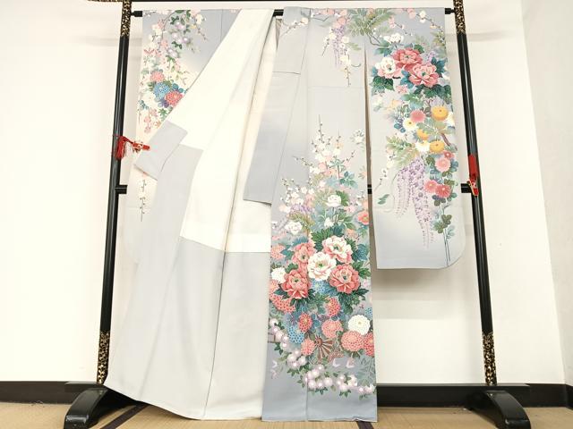 平和屋着物●豪華振袖 友禅 作家物 正道 花車文 暈し染め 正絹 逸品 AAAT0211zg