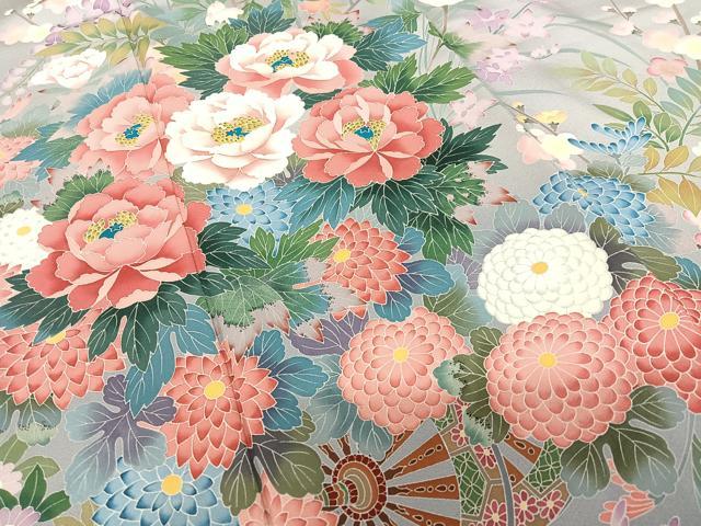 平和屋着物●豪華振袖 友禅 作家物 正道 花車文 暈し染め 正絹 逸品 AAAT0211zg