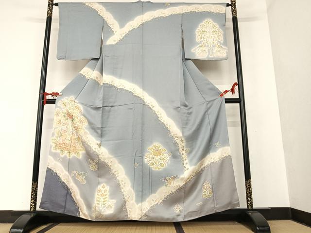 平和屋着物●訪問着 正倉院夾纈文様 金通し地 正絹 逸品 AAAT0229zg
