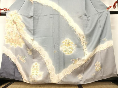 平和屋着物●訪問着 正倉院夾纈文様 金通し地 正絹 逸品 AAAT0229zg