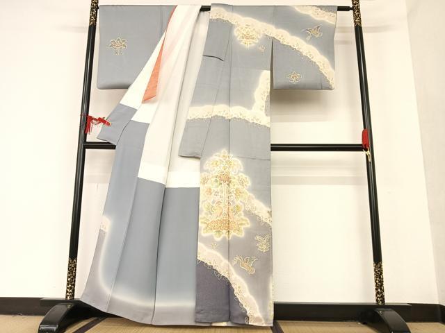 平和屋着物●訪問着 正倉院夾纈文様 金通し地 正絹 逸品 AAAT0229zg