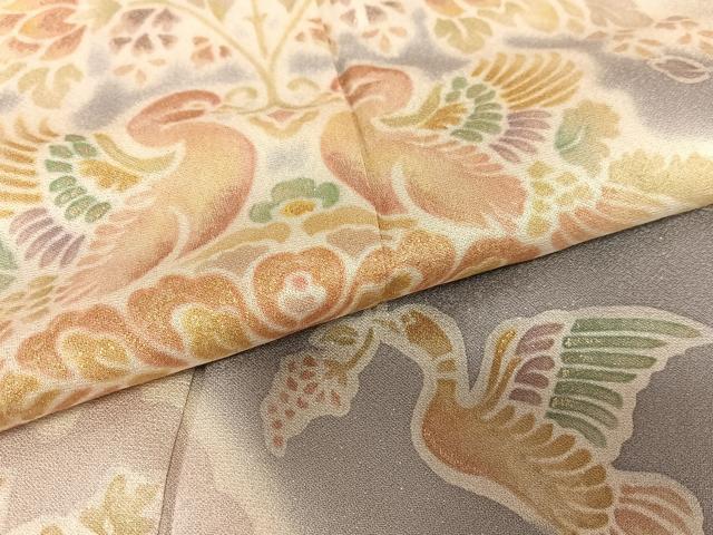 平和屋着物●訪問着 正倉院夾纈文様 金通し地 正絹 逸品 AAAT0229zg