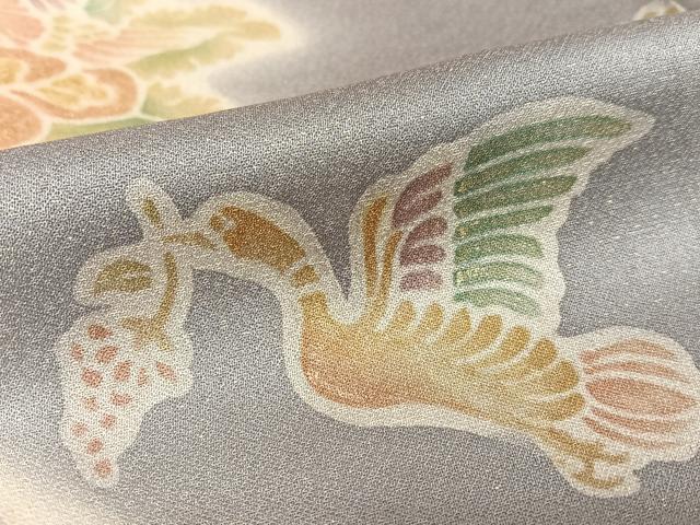 平和屋着物●訪問着 正倉院夾纈文様 金通し地 正絹 逸品 AAAT0229zg