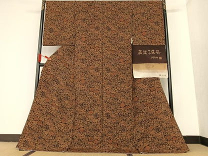 平和屋着物●初代 染人・山岡古都 首里琉染 小紋 草根木皮染 更紗花文 鬼しぼ縮緬 上代98万円 仮絵羽 正絹 逸品 未使用 AAAT0232zg