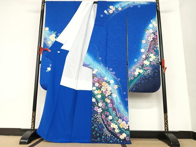 平和屋着物●豪華振袖・長襦袢(袷)セット 駒刺繍 舞桜 金彩 金通し地 正絹 逸品 未使用 AAAT0233zg