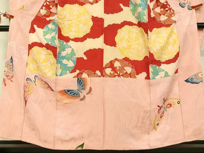 平和屋着物●アンティーク 大正ロマン 振袖 舞蝶文 正絹 逸品 AAAT0532zg