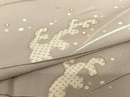 平和屋着物●極上 訪問着 訪問着 友禅 駒刺繍 立波文 金彩 正絹 逸品 AAAT0536zg