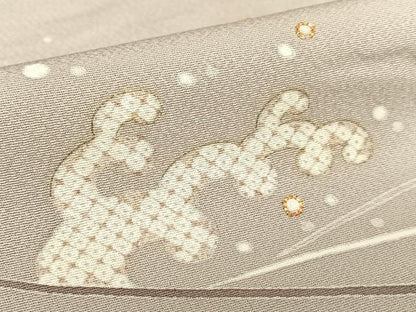 平和屋着物●極上 訪問着 訪問着 友禅 駒刺繍 立波文 金彩 正絹 逸品 AAAT0536zg