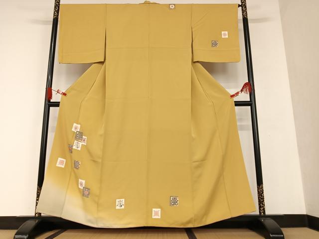 平和屋着物●訪問着 友禅 駒刺繍 色紙重ね花文 暈し染め 金彩 正絹 逸品 AAAT0538zg