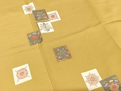 平和屋着物●訪問着 友禅 駒刺繍 色紙重ね花文 暈し染め 金彩 正絹 逸品 AAAT0538zg