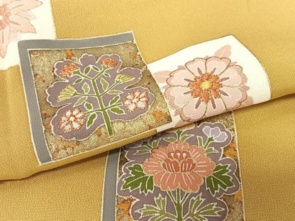 平和屋着物●訪問着 友禅 駒刺繍 色紙重ね花文 暈し染め 金彩 正絹 逸品 AAAT0538zg