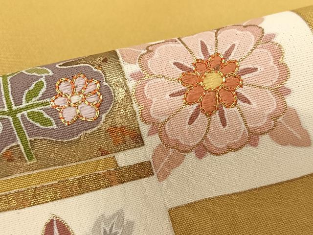 平和屋着物●訪問着 友禅 駒刺繍 色紙重ね花文 暈し染め 金彩 正絹 逸品 AAAT0538zg