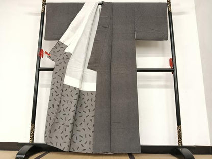 平和屋着物●江戸小紋 作家物 鮫小紋柄 黒地 正絹 逸品 AAAT0544zg
