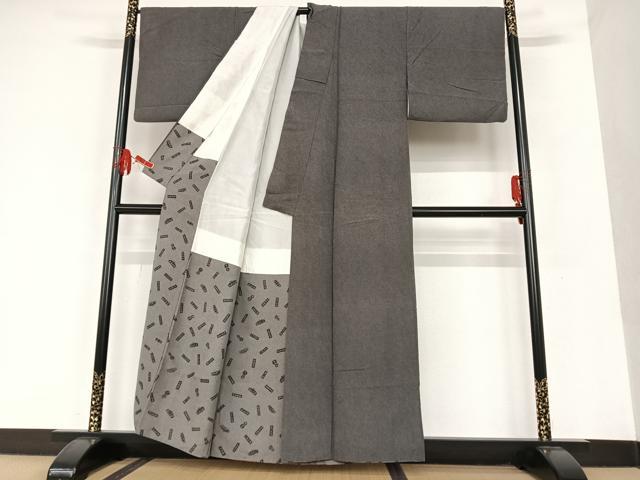 平和屋着物●江戸小紋 作家物 鮫小紋柄 黒地 正絹 逸品 AAAT0544zg