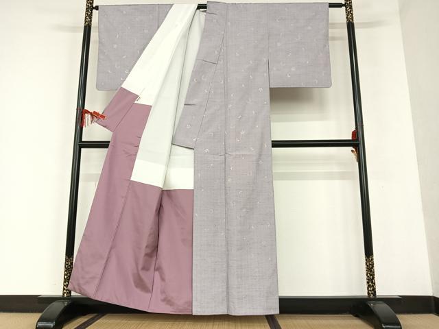 平和屋着物●紅花紬 米沢 雪輪舞花文 絵夢工房 正絹 逸品 AAAT0546zg
