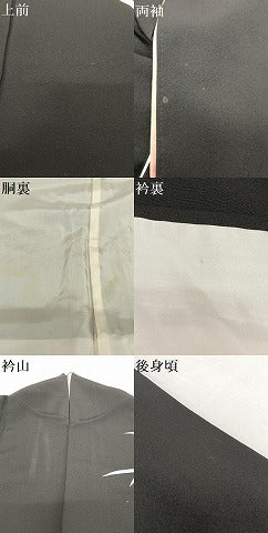 平和屋着物●本加賀友禅作家 沢飯芳雄 訪問着 草花文 黒地 正絹 逸品 AAAT0551zg