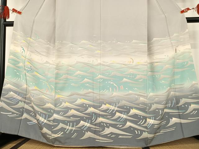 平和屋着物●本加賀友禅作家　中町博志　色留袖　立浪文　正絹　逸品　AAAT0558zg