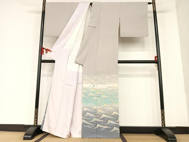 平和屋着物●本加賀友禅作家　中町博志　色留袖　立浪文　正絹　逸品　AAAT0558zg