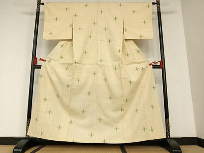 平和屋着物●上質な紬 十字絣 正絹 逸品 AAAT0569zg