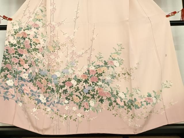 平和屋着物●訪問着　友禅　作家物　草花文　暈し染め　三越扱い　正絹　逸品　AAAT0572zg
