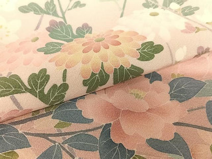 平和屋着物●訪問着　友禅　作家物　草花文　暈し染め　三越扱い　正絹　逸品　AAAT0572zg