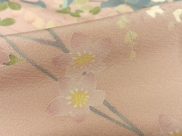 平和屋着物●訪問着　友禅　作家物　草花文　暈し染め　三越扱い　正絹　逸品　AAAT0572zg