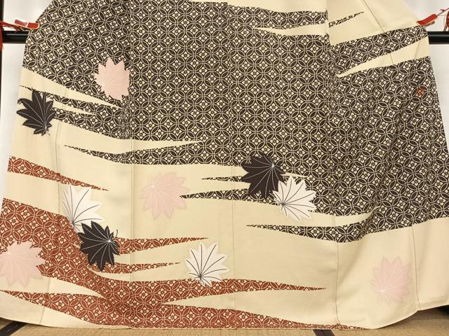 平和屋着物●染色の魔術師 染乃座・大久保玄才 そめのざ玄才 訪問着 舞葉文 正絹 逸品 AAAT0573zg