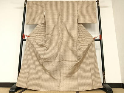 平和屋着物●上質な紬 縞 正絹 逸品 AAAT0574zg