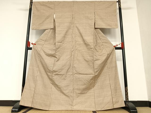 平和屋着物●上質な紬 縞 正絹 逸品 AAAT0574zg