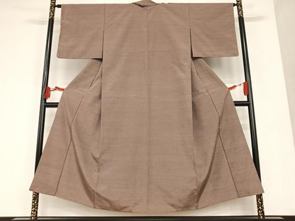平和屋着物●上質な紬　色無地　煤竹色　正絹　逸品　AAAT0592zg
