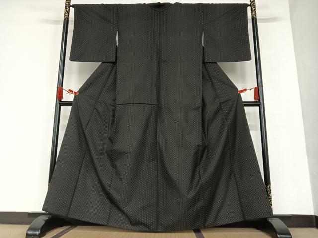 平和屋着物●本場大島紬 一元絣 黒地 正絹 逸品 AAAT0601zg