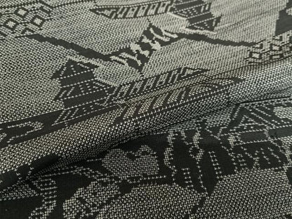 平和屋着物●本場大島紬 9マルキ 風景文 黒地 正絹 逸品 AAAT0602zg