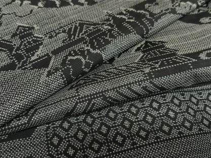 平和屋着物●本場大島紬 9マルキ 風景文 黒地 正絹 逸品 AAAT0602zg