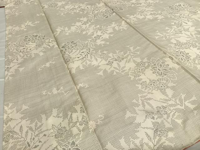 平和屋着物●本場大島紬　白大島　9マルキ　草花文　正絹　逸品　AAAT0603zg