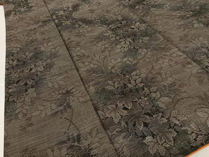 平和屋着物●本場大島紬 泥染め 9マルキ 草花文 正絹 逸品 AAAT0631zg