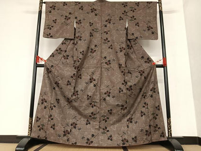 平和屋着物●本場大島紬 泥染め 7マルキ 枝花文 正絹 逸品 AAAT0642zg